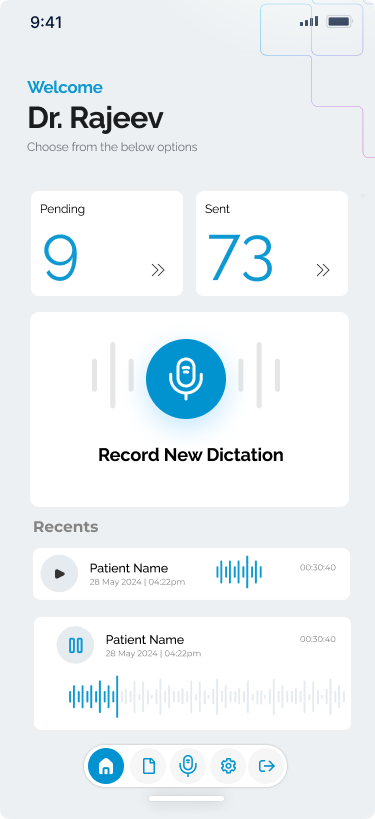 Acu Trans Solutions LLC Mobile App main dashboard displaying pending metrics and quick record triggers